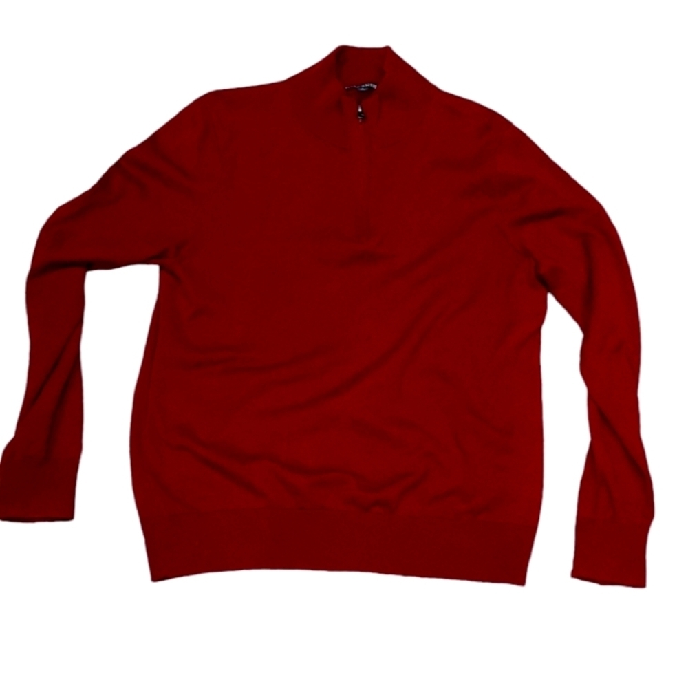 J.Crew Mercantile Mens Sz Large 1/4 Zip Pullover Burgundy Wool Blend Sweater